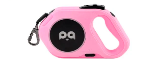 Рулетка повідок з підсвіткою автоматична на USB 5 м Рожевий