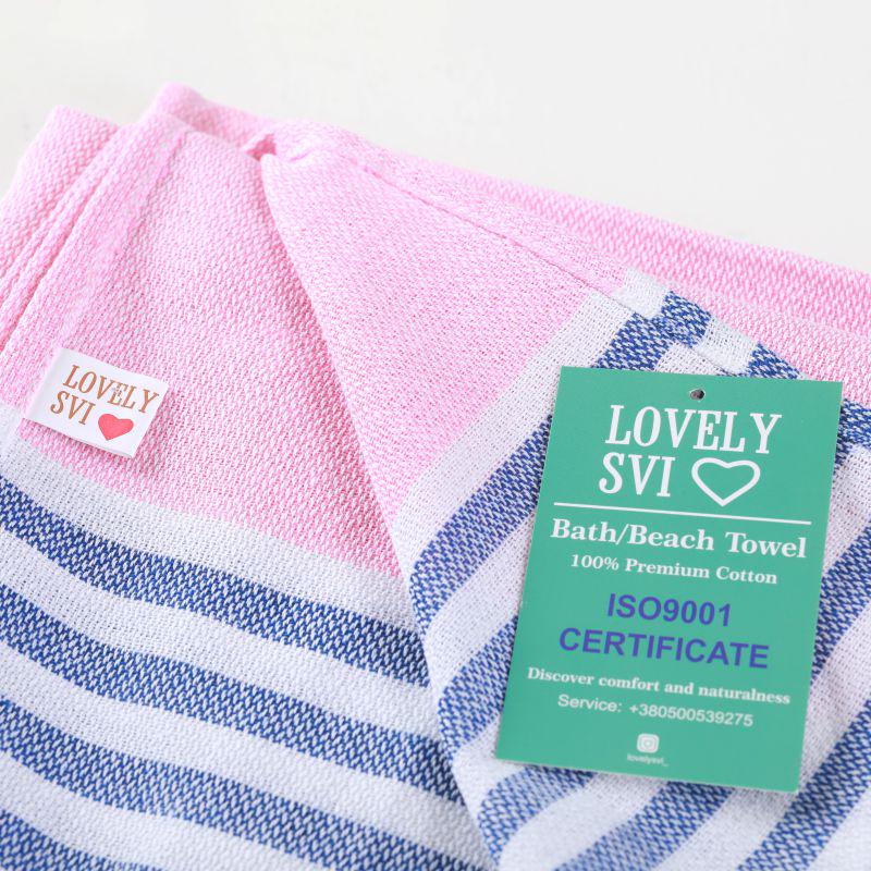 Рушник пештемаль Lovely Svi бавовна XХL 100x180 см Pink/Blue Stripes (7032025) - фото 2