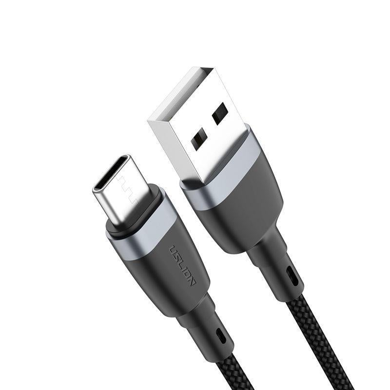 Кабель USB USLION Type-C USB 3А провод быстрой зарядки для телефона 2 м Черный - фото 3