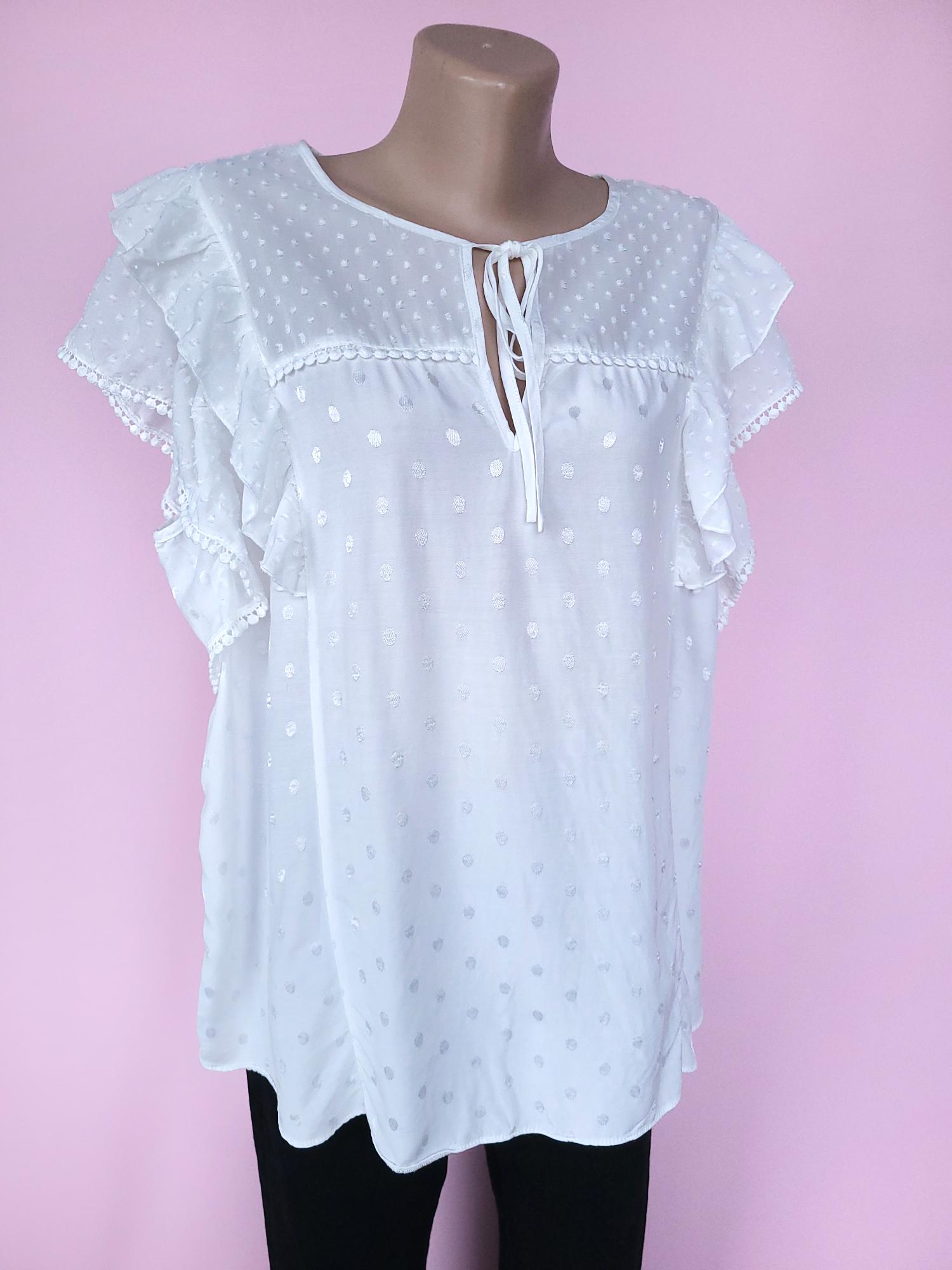 Блузка женская F&F 12235 в горошек 4XL Белый (54) - фото 2 Блузка женская F&F 12235 в горошек 4XL Белый (54) - фото 2