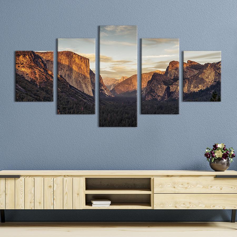 Модульная картина из 5 частей на холсте интерьерная картина Горная вершина Эль Капитан 162x80 см (596-52)