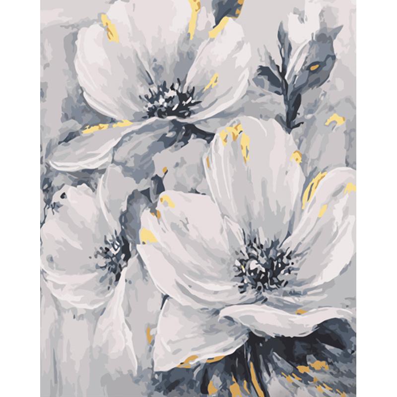 Картина по номерам Strateg Премиум Белые цветы 40x50 см (GS1255)