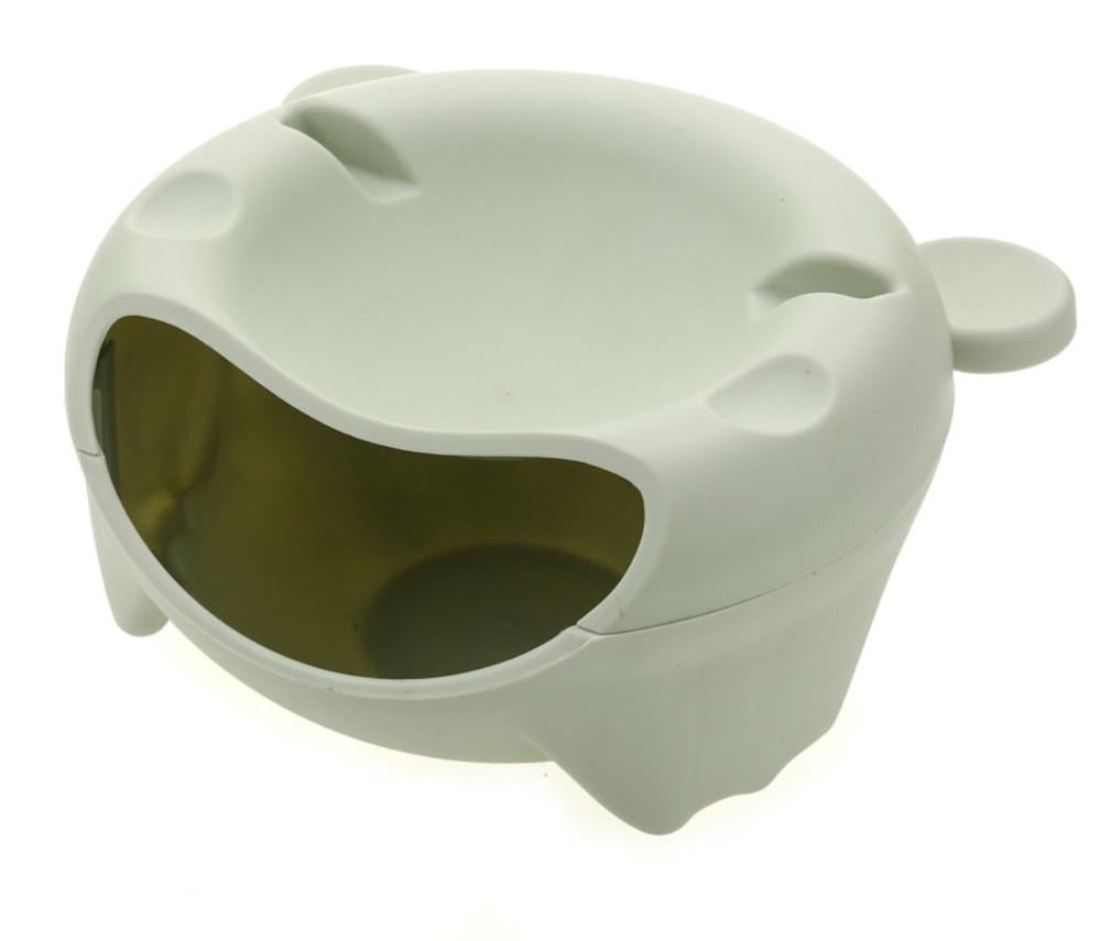 Двойная тарелка-миска SUNROZ Bear Head с отсеком для шелухи и подставкой для телефона Зеленый (SUN5374)