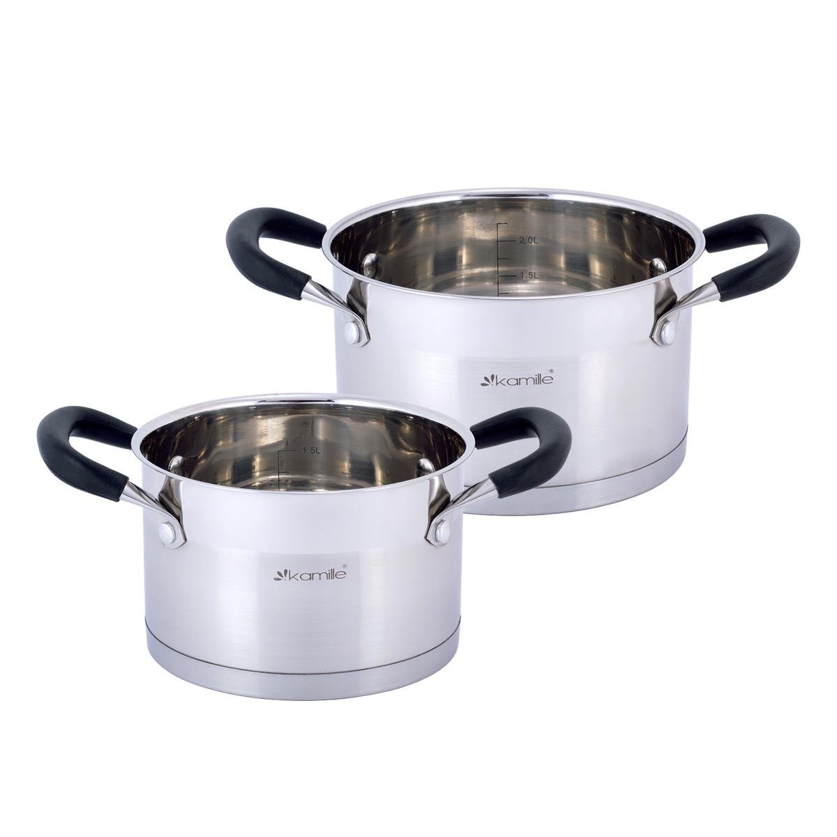 Набір каструль із кришками Kamille КМ-5751 із нержавіючої сталі з 4-х предметів Сталевий (150-84-5751) - фото 3