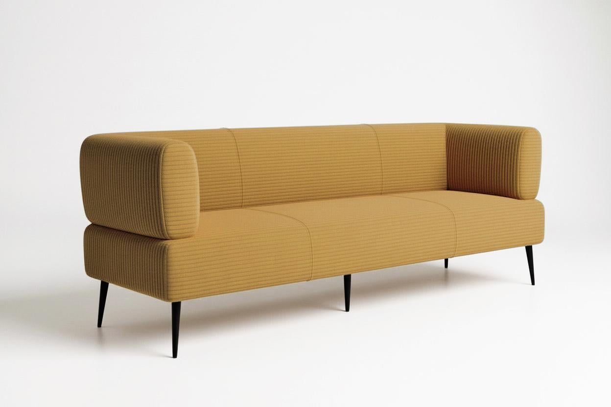 Диван офисный Tobi Sho Бенно-1 с подлокотниками велюр вельвет 1800х720х750 мм Lotus 45/Yellow