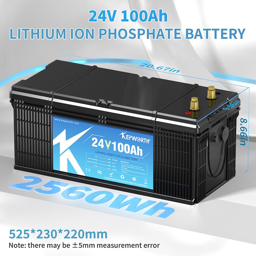 Акумулятор Kepworth LiFePO4 24V 100Ah 2560W із зарядним пристроєм BMS (K24100525) - фото 4 Акумулятор Kepworth LiFePO4 24V 100Ah 2560W із зарядним пристроєм BMS (K24100525) - фото 4