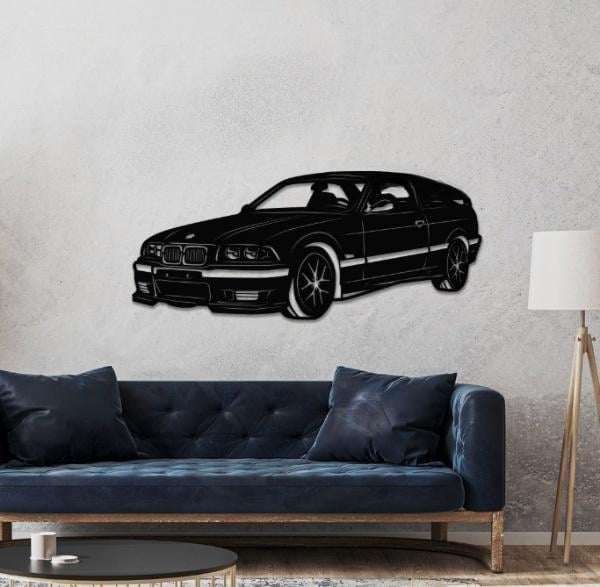 Панно деревянное Decart BMW e39 без подсветки декор для комнаты спальни офиса 120х90 см