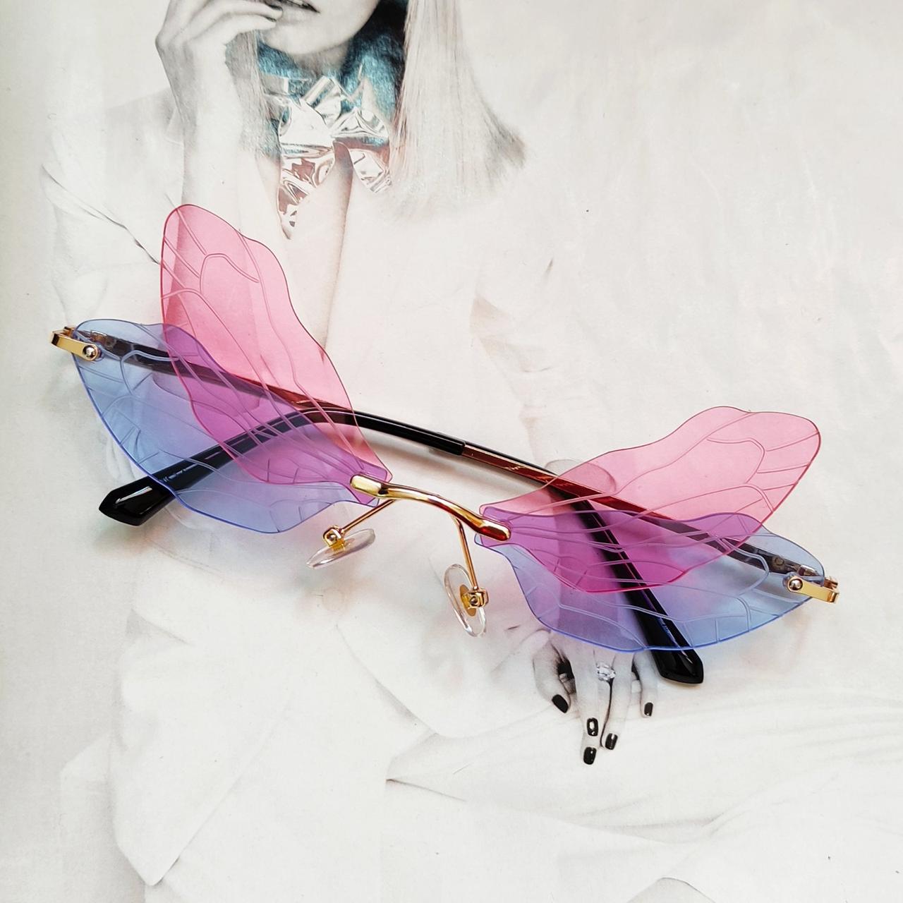 Очки бабочки Розово-синий