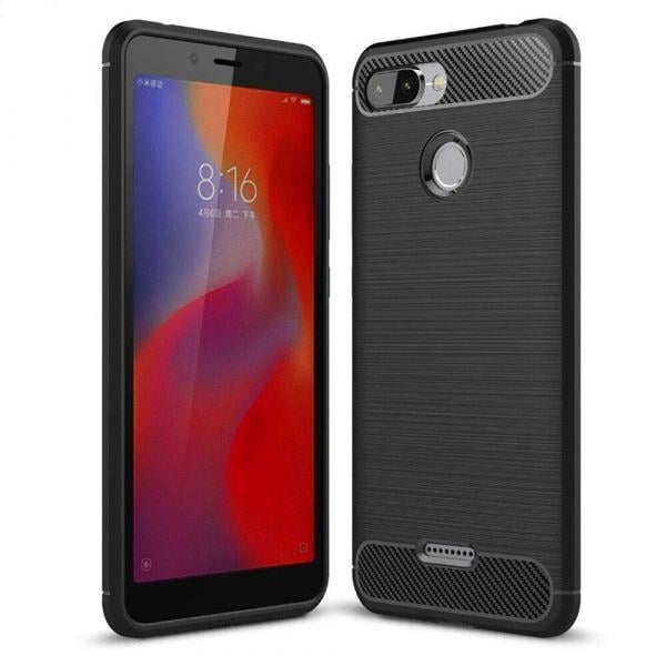 Чехол накладка Polished Carbon для Xiaomi Redmi 6, Redmi 6A черный