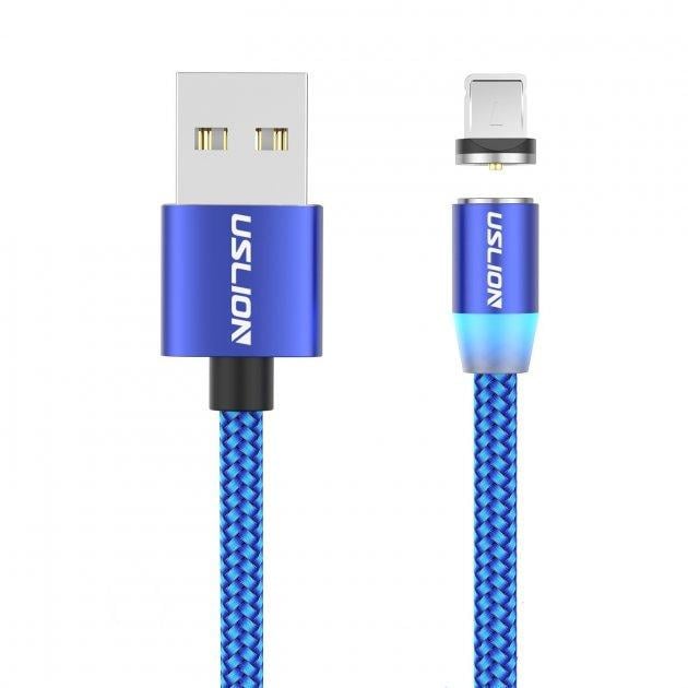 Кабель магнитный Uslion Magnetic USB для зарядки телефона 2,4A 2 м Синий - фото 1