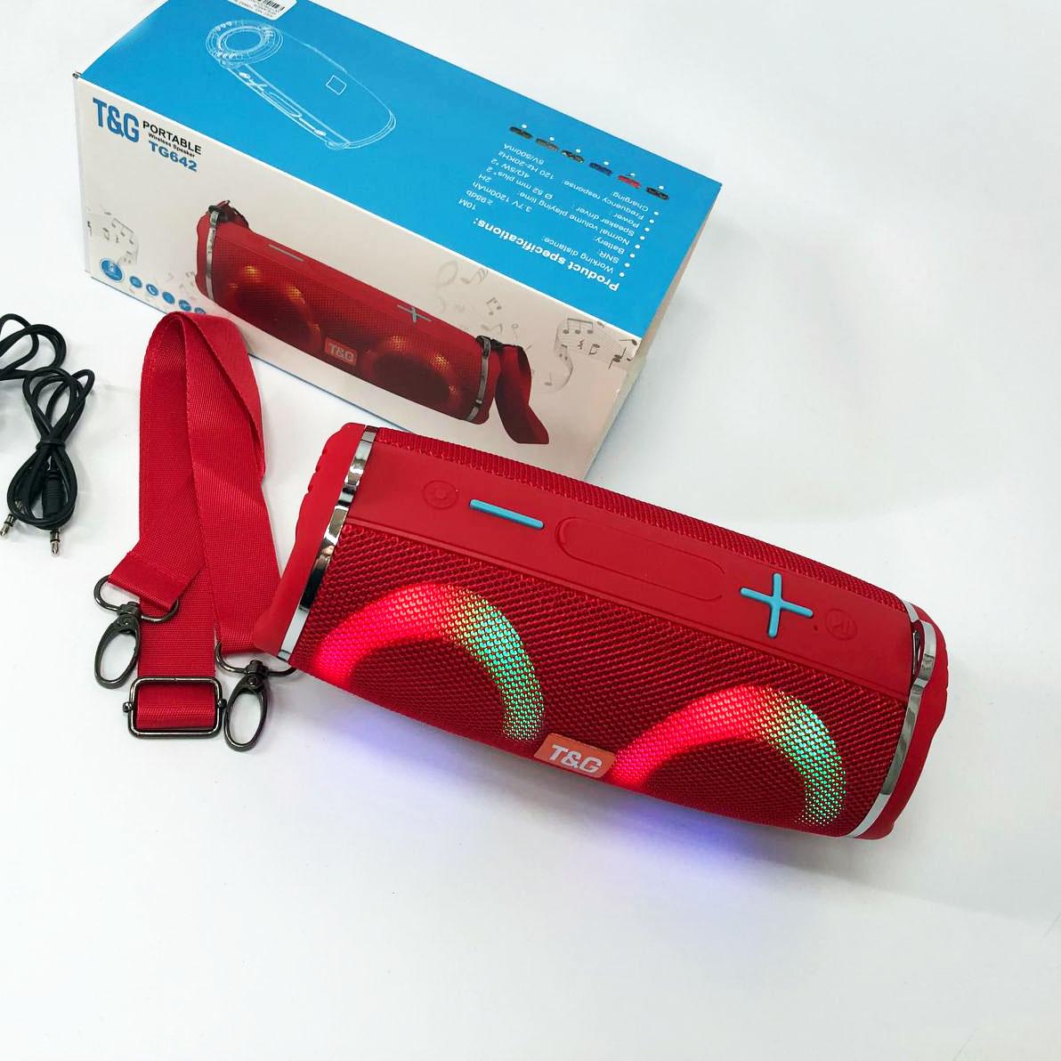 Колонка портативная с RGB подсветкой и ремешком TG642 Красный - фото 15