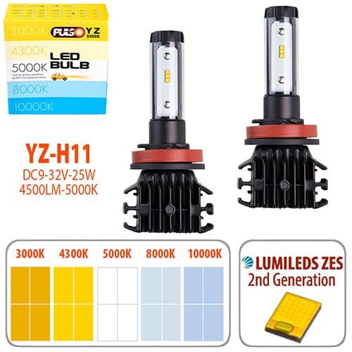Лампы Pulso YZ H11 Led-chips ZES-Philips 9-32 V 2x25 W 4500 Lm 3000-4300-5000-6500-10000 K