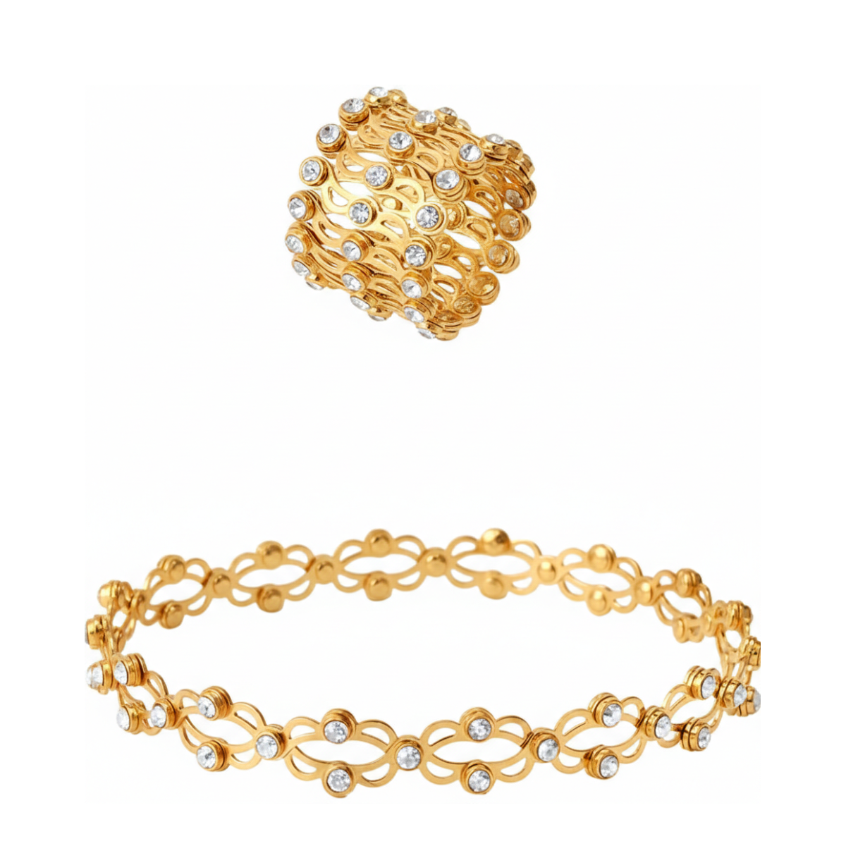 Кольцо женское 2в1 с регулировкой размера Золотистый (3035)