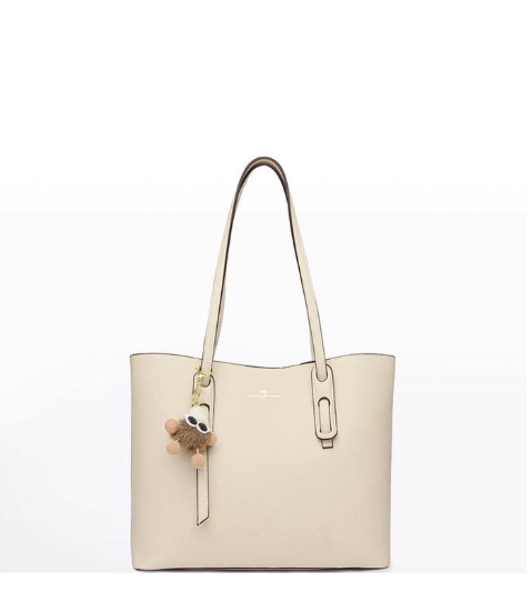 Сумка женская КиП из натуральной кожи большая молочная с брелком (2661416276)