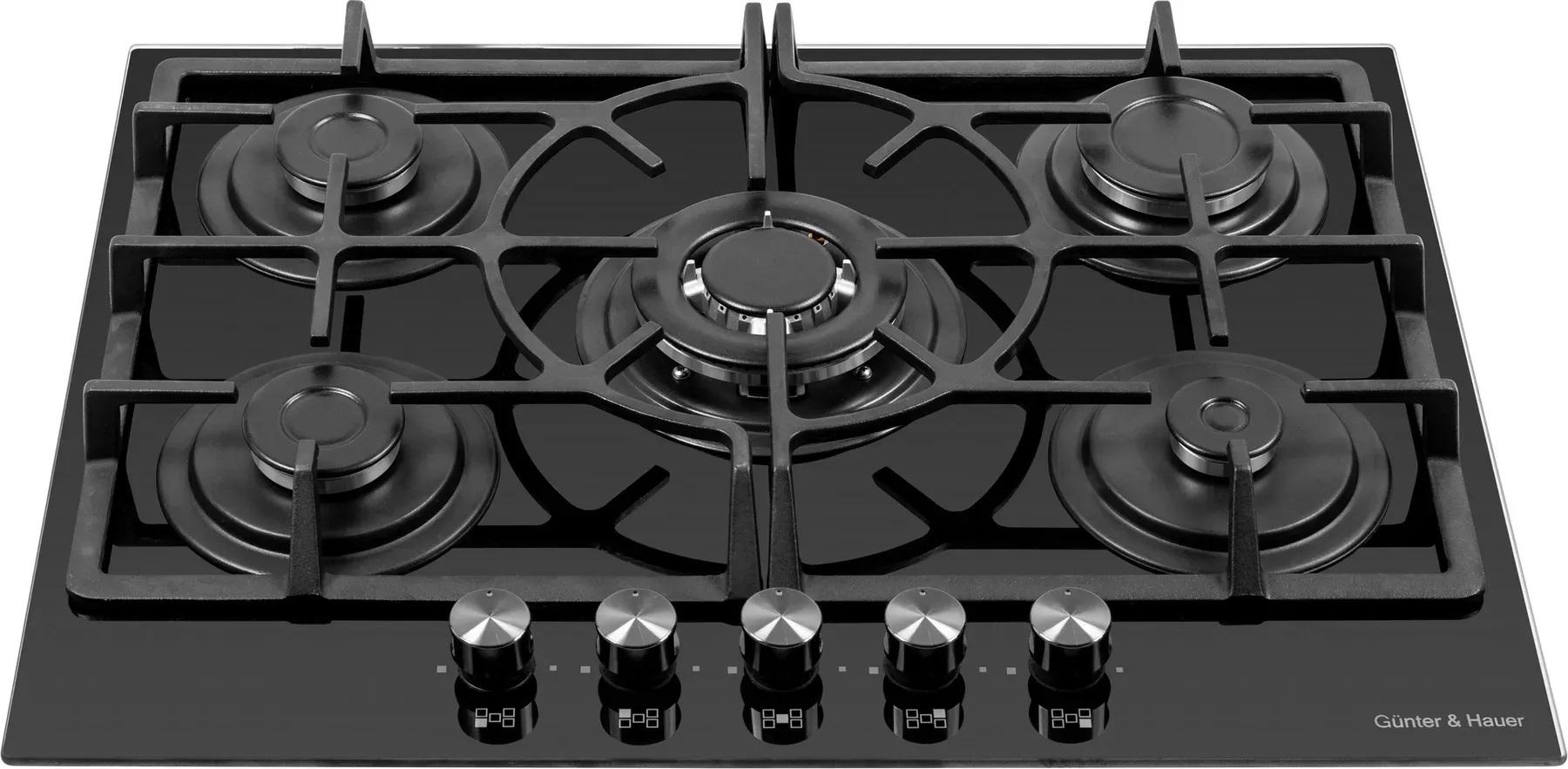 Газовая поверхность стильная из стекла Gunter&Hauer GL 745 68 см Черный