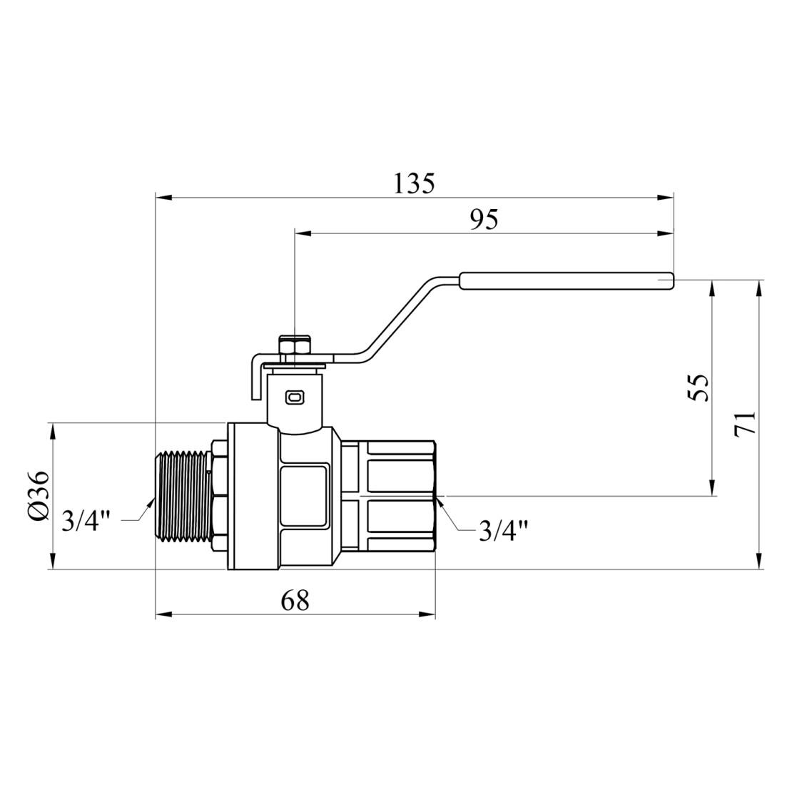 Кран кульовий Kroner ВЗ PN40 3/4" ручка/нікельований (CV033217) - фото 2