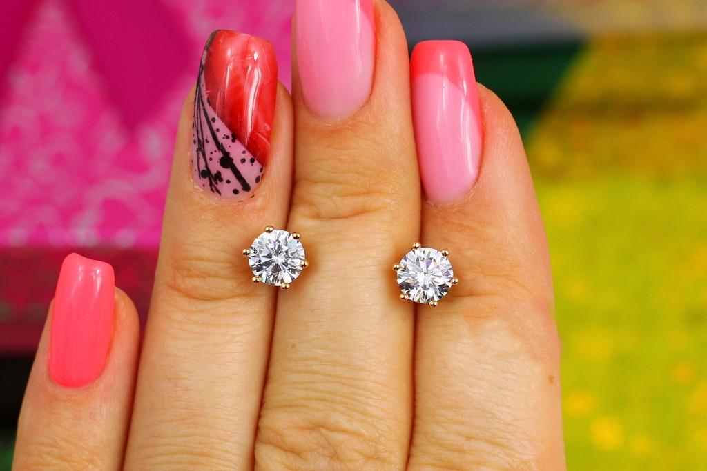 Серьги гвоздики Xuping Jewelry с камнем  6 мм Золотистый