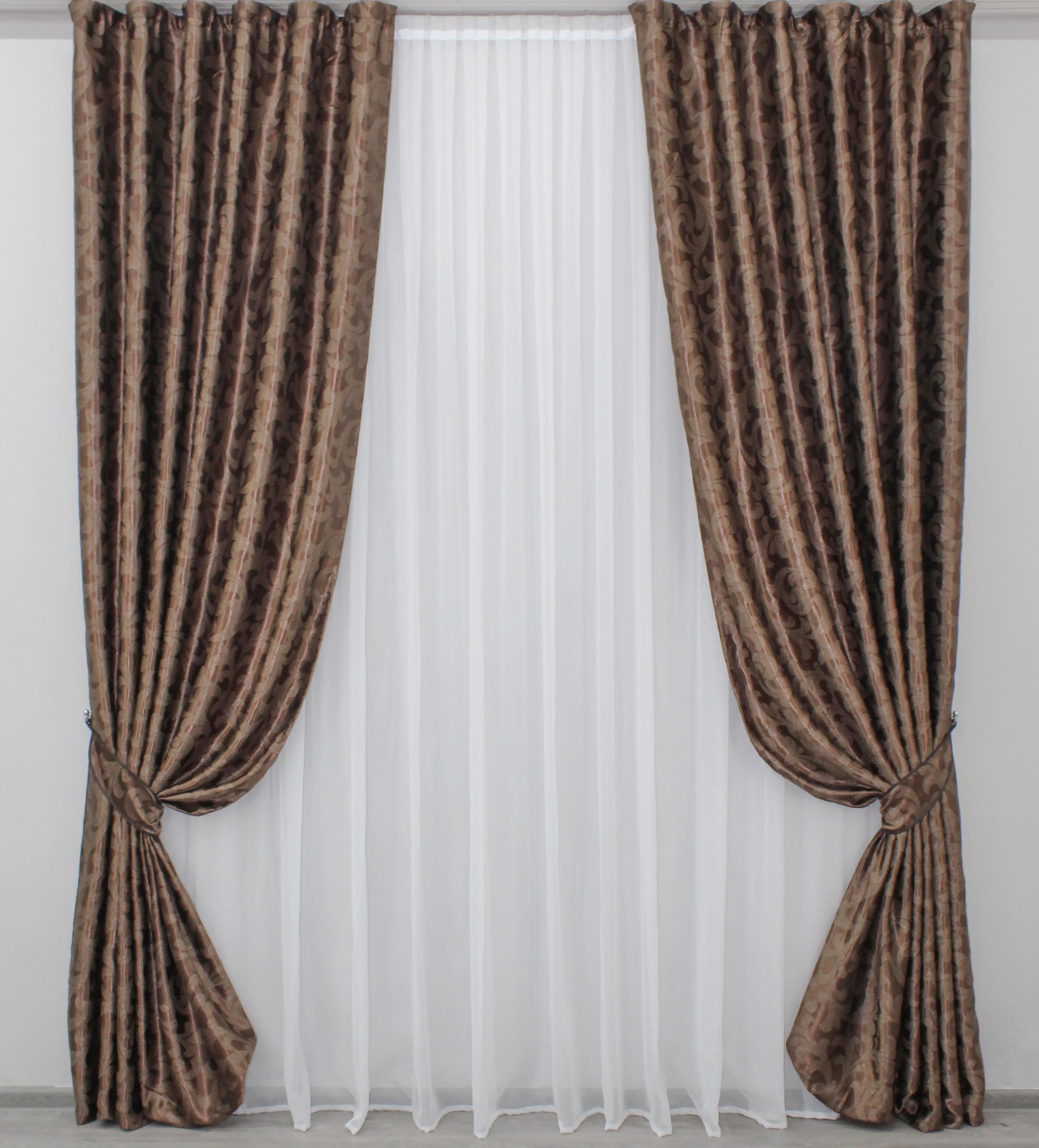 Комплект штор VR-Textil Вензель № 1029ш 100х275 см 2 шт. Венге/Коричневый (31-352)