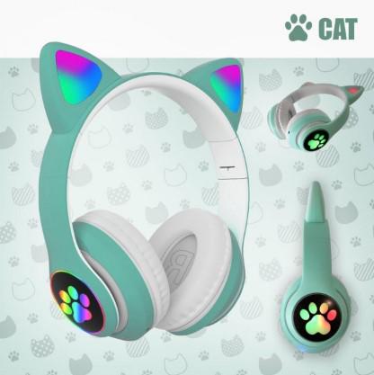 Наушники STN-28 с кошачьими ушками с Bluetooth гарнитурой и LED подсветкой Мятный - фото 3 Наушники STN-28 с кошачьими ушками с Bluetooth гарнитурой и LED подсветкой Мятный - фото 3