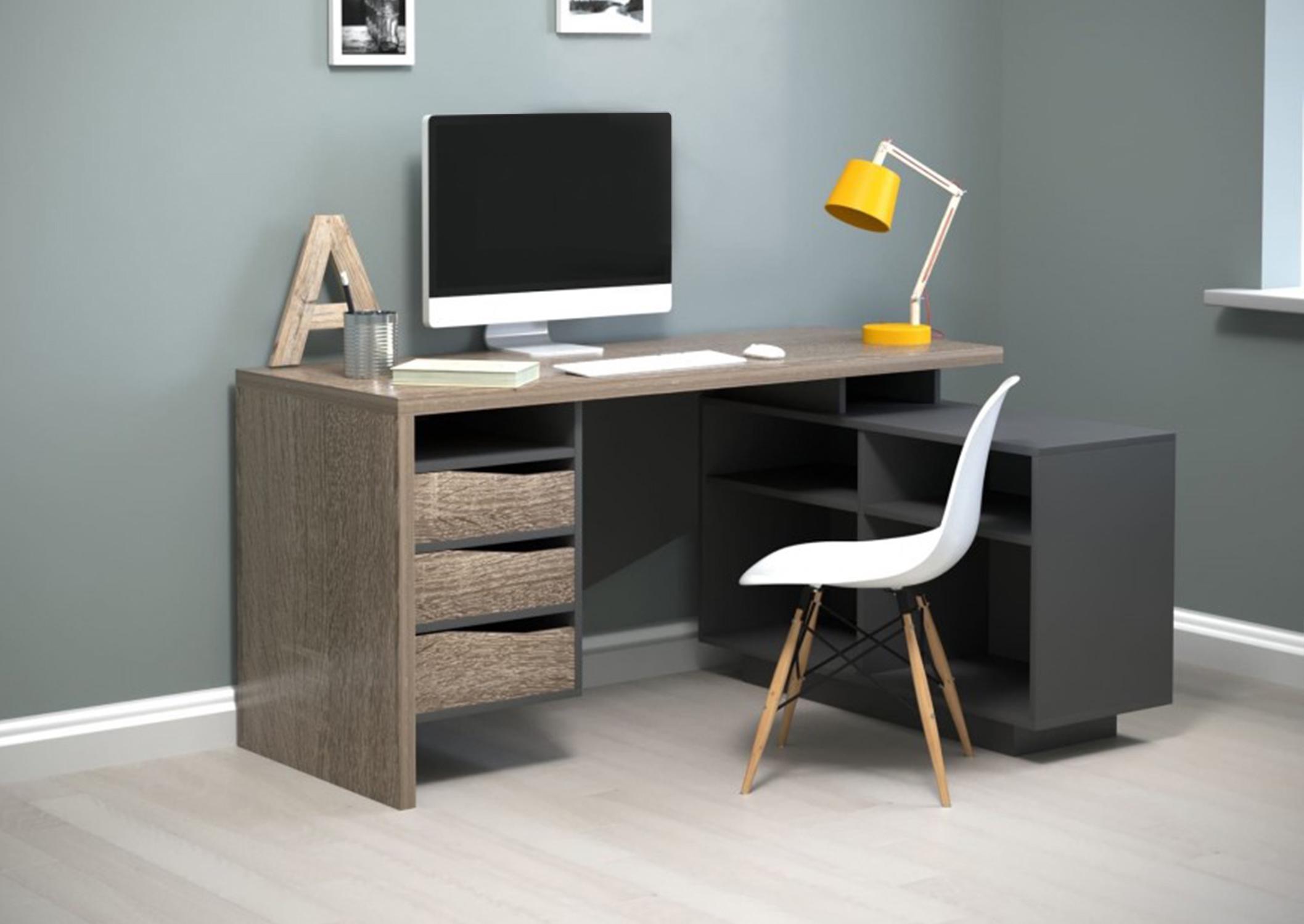 Стол компьютерный кутовий Intarsio Connect 3 157x112x62 см Дуб сонома трюфель/Антрацит - фото 4 Стол компьютерный кутовий Intarsio Connect 3 157x112x62 см Дуб сонома трюфель/Антрацит - фото 4