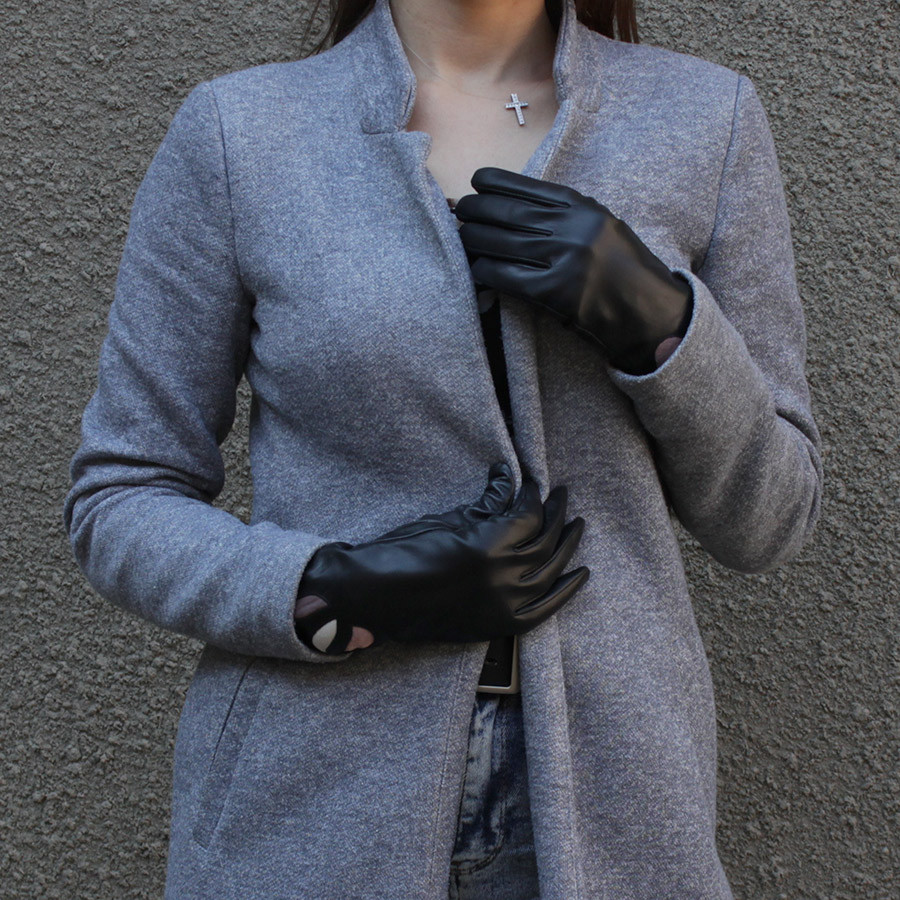 Рукавички жіночі шкіряні L3515-1 з пелюстками XXL/8,5"/21 см Чорний (2807150158) - фото 2 Рукавички жіночі шкіряні L3515-1 з пелюстками XXL/8,5"/21 см Чорний (2807150158) - фото 2