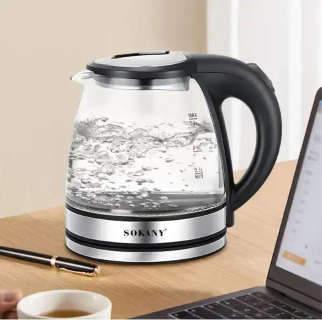 Електрочайник Sokany SK-SH-1059 з підсвічуванням та автовідключенням скляний 1500 Вт 1,2 л (30547303) - фото 2 Електрочайник Sokany SK-SH-1059 з підсвічуванням та автовідключенням скляний 1500 Вт 1,2 л (30547303) - фото 2