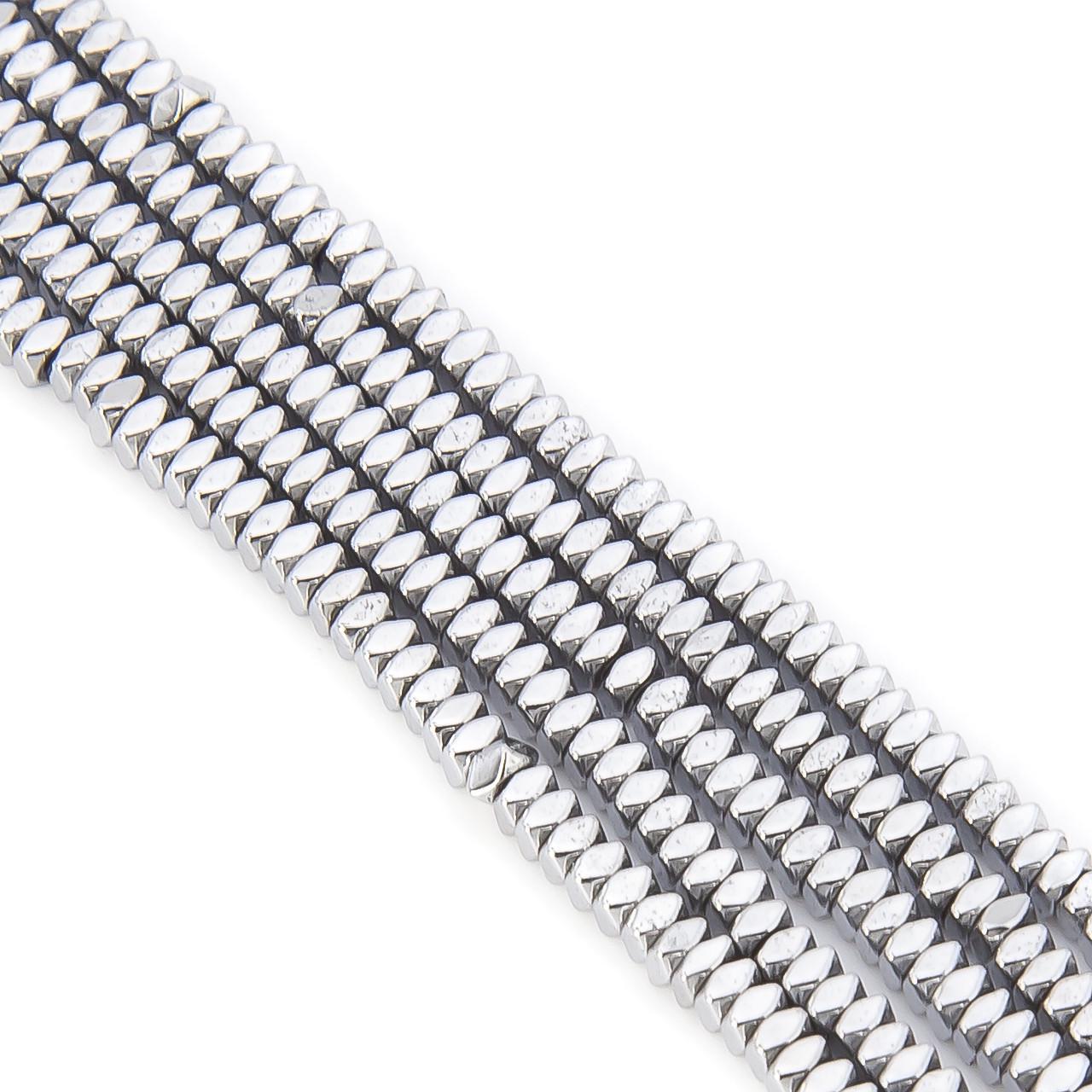 Намистини гематитові Квадрат плоский гранований 3х1,2 мм 40 см 310 шт. Сріблястий (БГ0301к00)