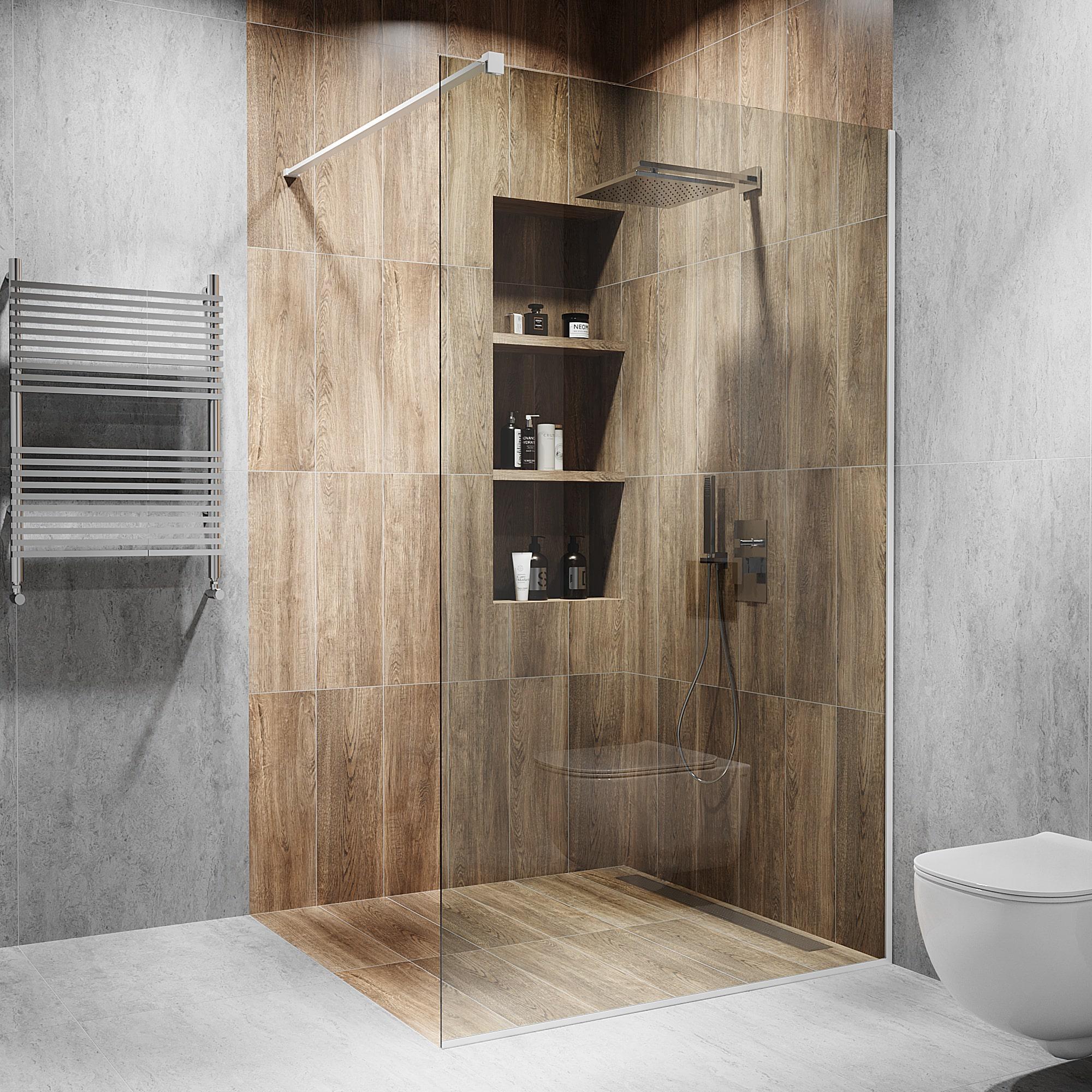 Перегородка скляна душова 2000х1200 мм скло прозоре з фурнітурою білою матовою Перегородка скляна душова 2000х1200 мм скло прозоре з фурнітурою білою матовою