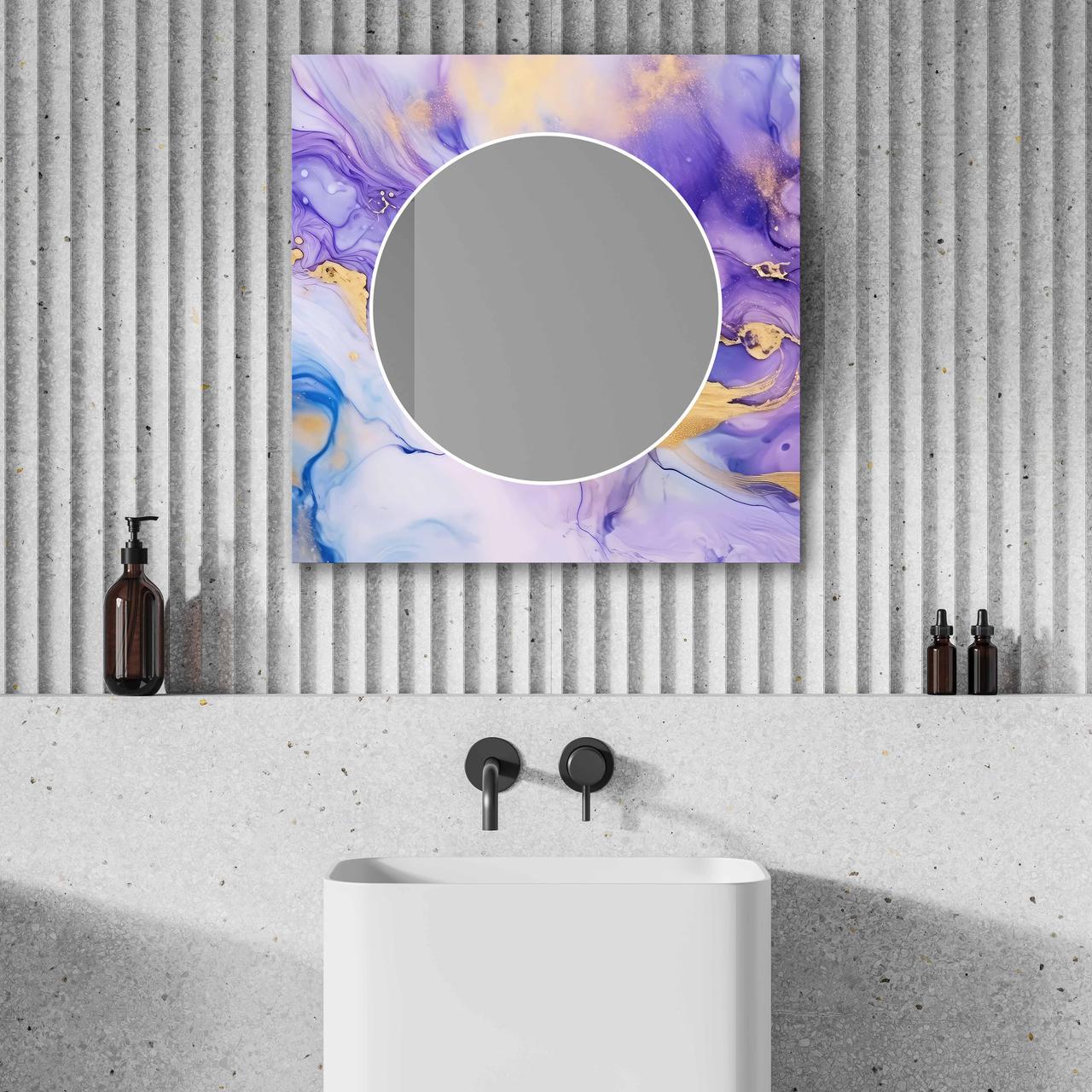 Зеркало на стену NovellaPrint с рисунком мрамора квадратное 70х70 см (2022.5)