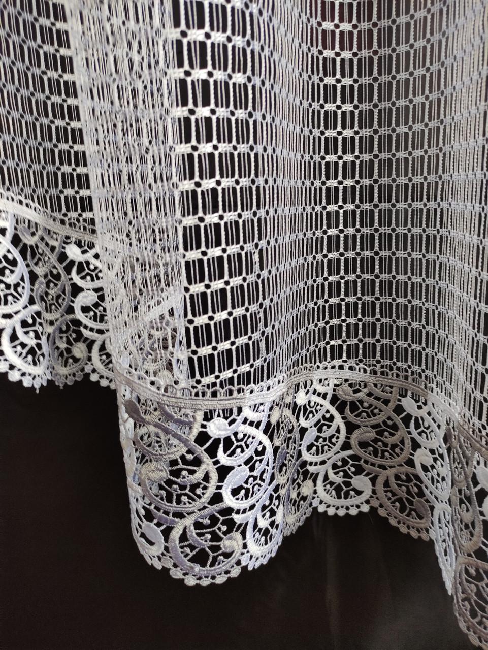 Тюль аркой с кружевом 280х160 см Белый/Серый (а10б-23) - фото 2 Тюль аркой с кружевом 280х160 см Белый/Серый (а10б-23) - фото 2
