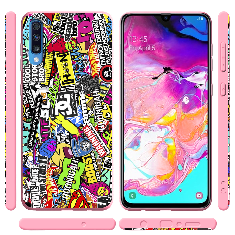 Чохол BoxFace Samsung A705 Galaxy A70 Multicolored Inscriptions Рожевий силікон (36860-up880-37422) - фото 2