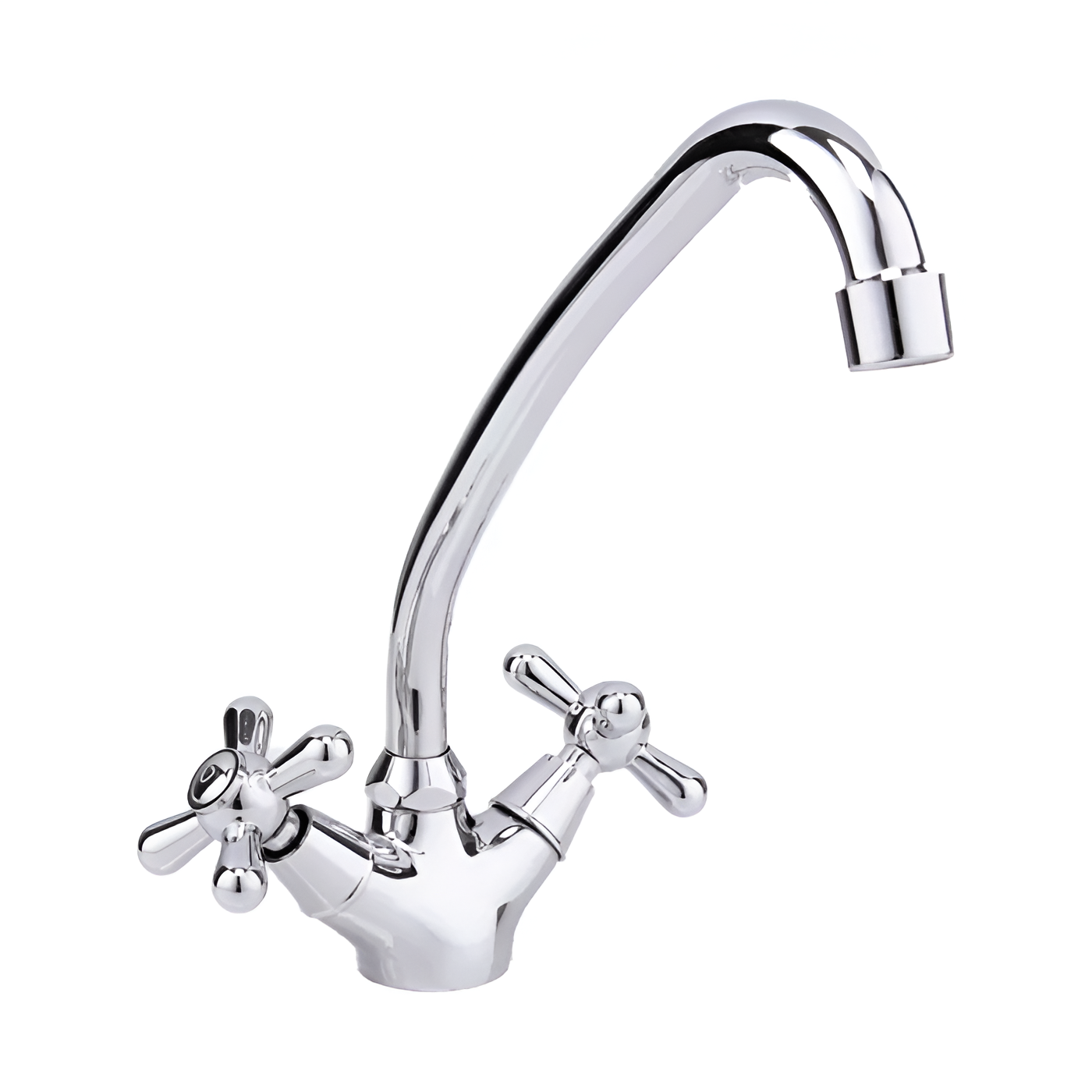 Змішувач для кухні Frap F4125 двовентильний довгий вилив латунь Хром (SQ-1034156)