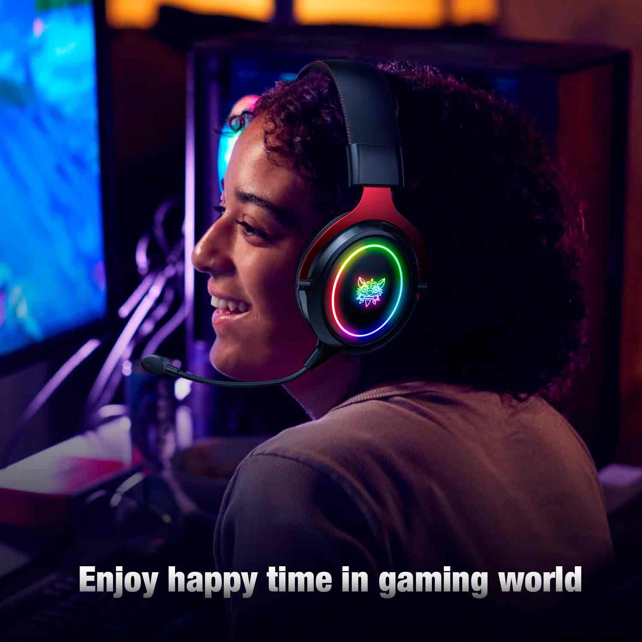 Наушники игровые ONIKUMA X10 накладные с LED подсветкой/микрофоном - фото 2 Наушники игровые ONIKUMA X10 накладные с LED подсветкой/микрофоном - фото 2