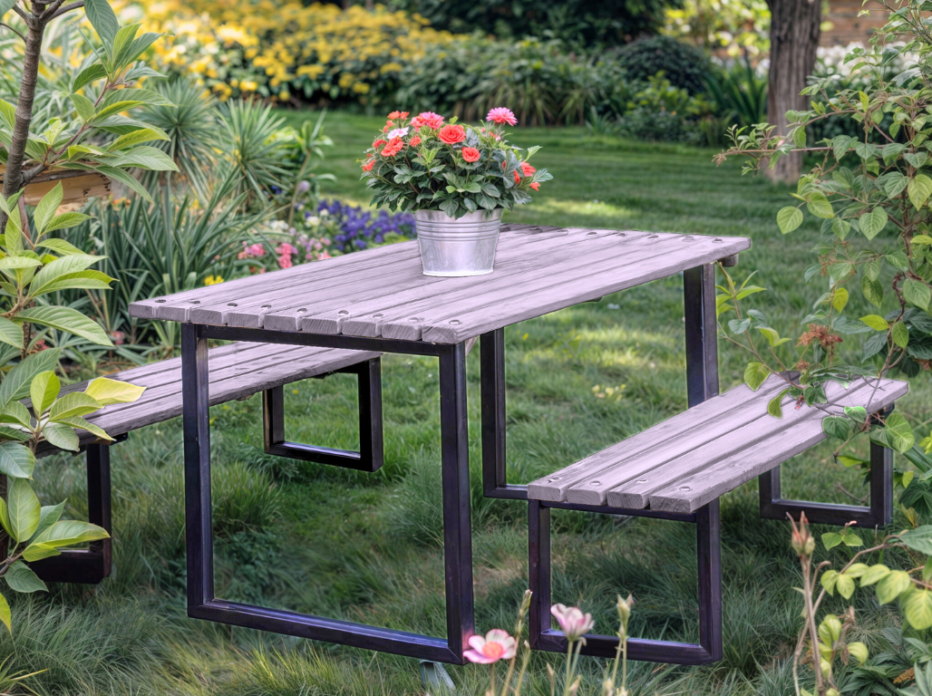 Стіл садовий Tobi Sho Грід у стилі Лофт 3000х700х800 мм Антрацит - фото 3