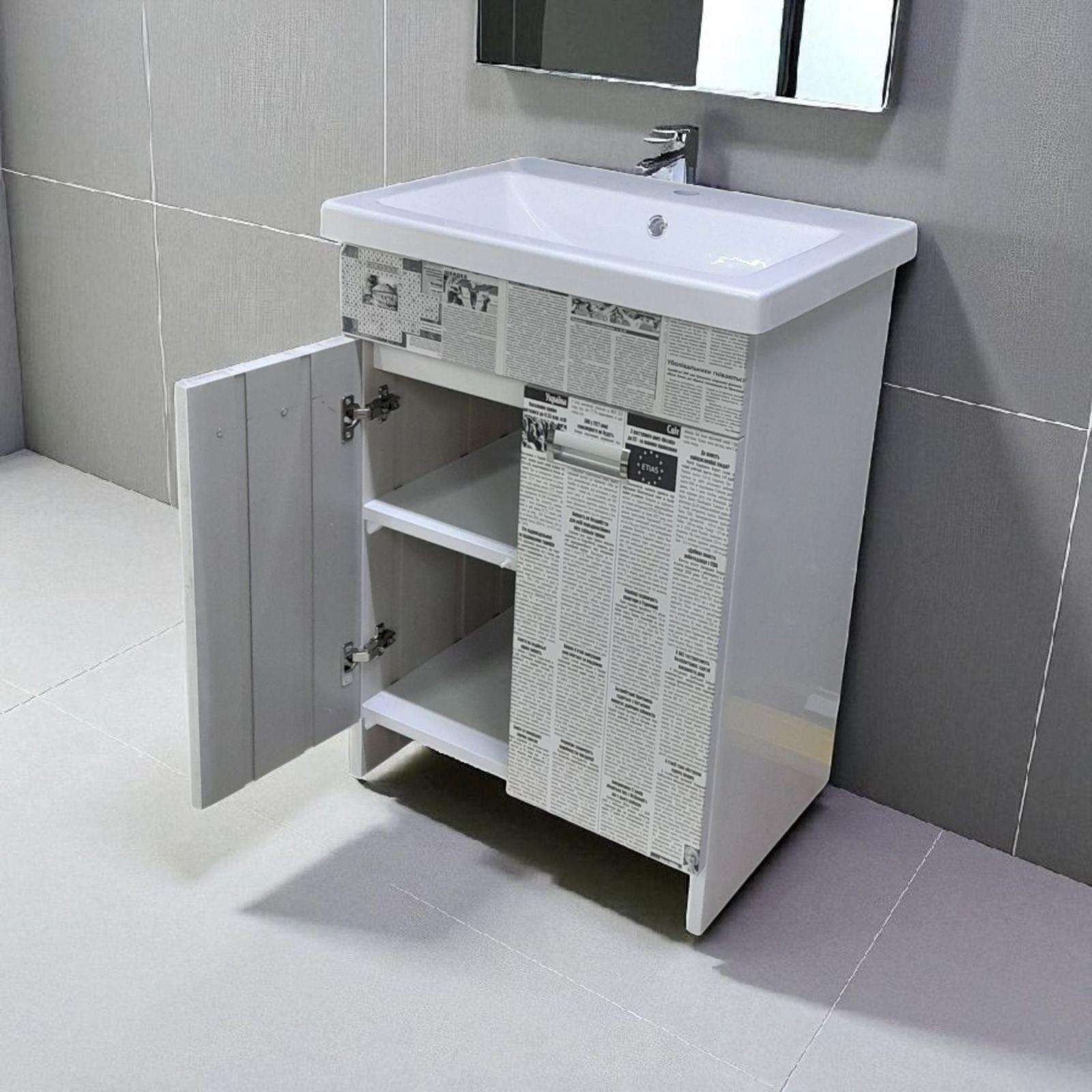 Тумба для ванной комнаты пластиковая The MIX Газетный Шик с умывальником 80 см (2419) - фото 3 Тумба для ванной комнаты пластиковая The MIX Газетный Шик с умывальником 80 см (2419) - фото 3