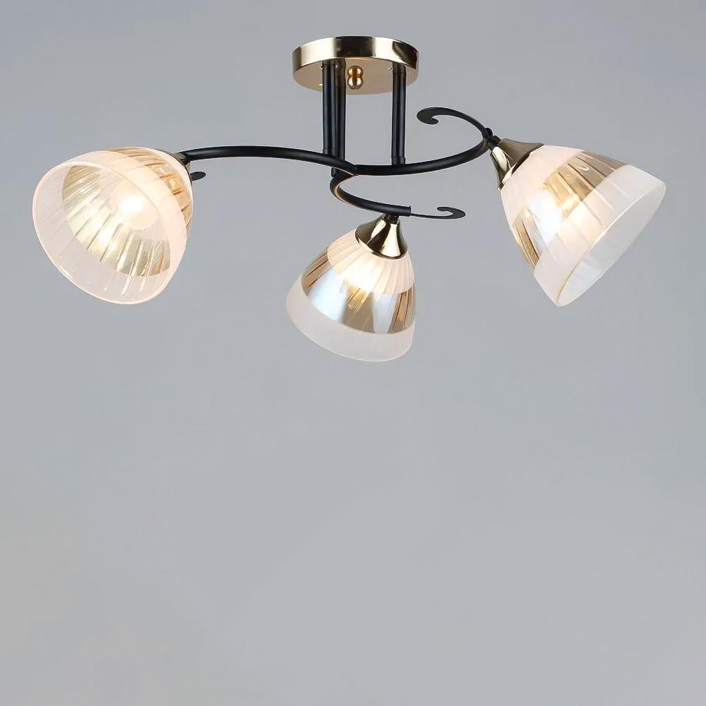 Люстра потолочная Light House SR-19195/3 FGD/BK E27 600х255 мм Золотой/Черный