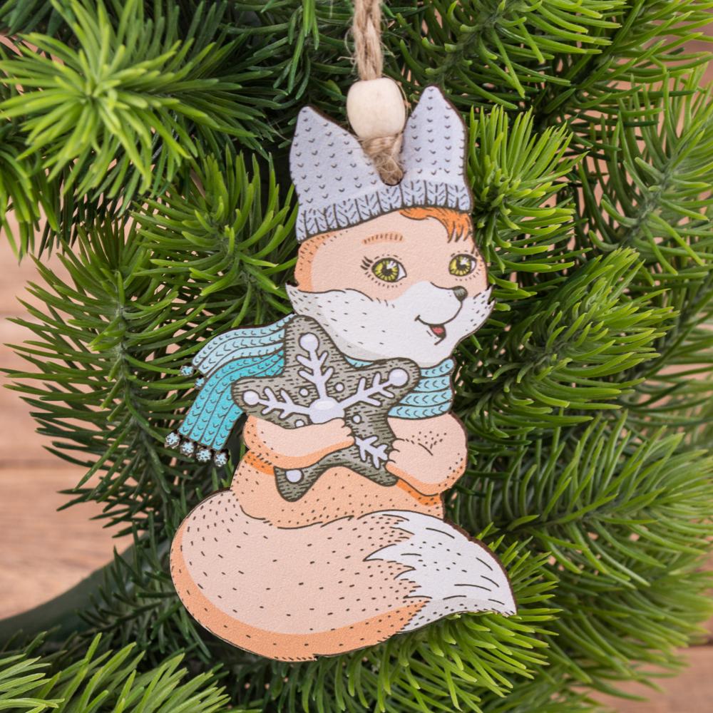 Подвеска новогодняя Лиса ретро (2063-1)
