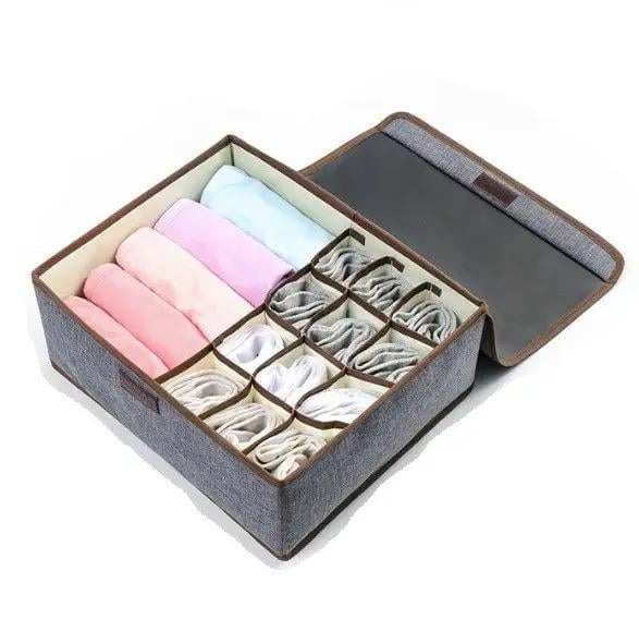 Органайзер з кришкою для спідньої білизни і шкарпеток 32х26х12 см Сірий (ОДШ-351-12)