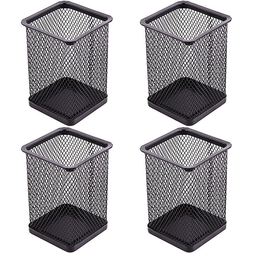 Стакан для ручек металл Квадратный 8,5х8,5х10,0 см Черный (28266012) - фото 2