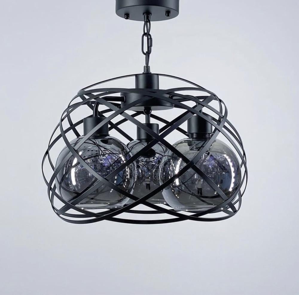 Люстра современная в стиле Loft на 3 графитовых плафона (11532/3 1)