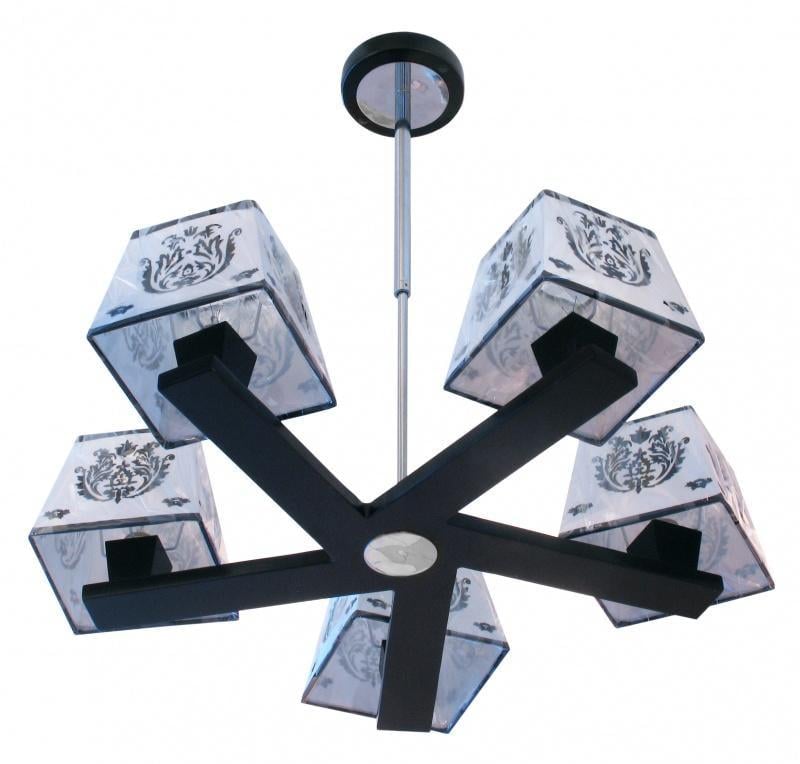 Люстра деревянная Brille BKL-334S/5 с абажуром в восточном стиле
