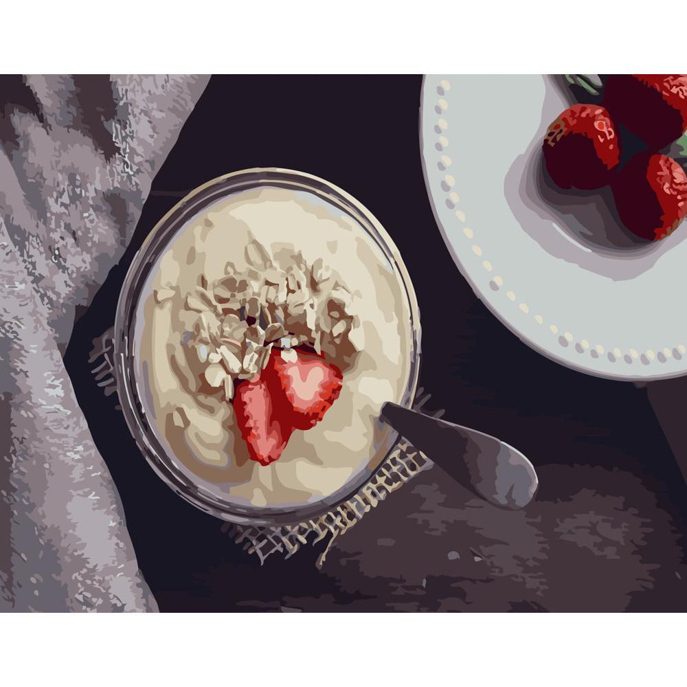 Картина по номерам Strateg Премиум Йогурт с клубникой 40х50 см (GS258)