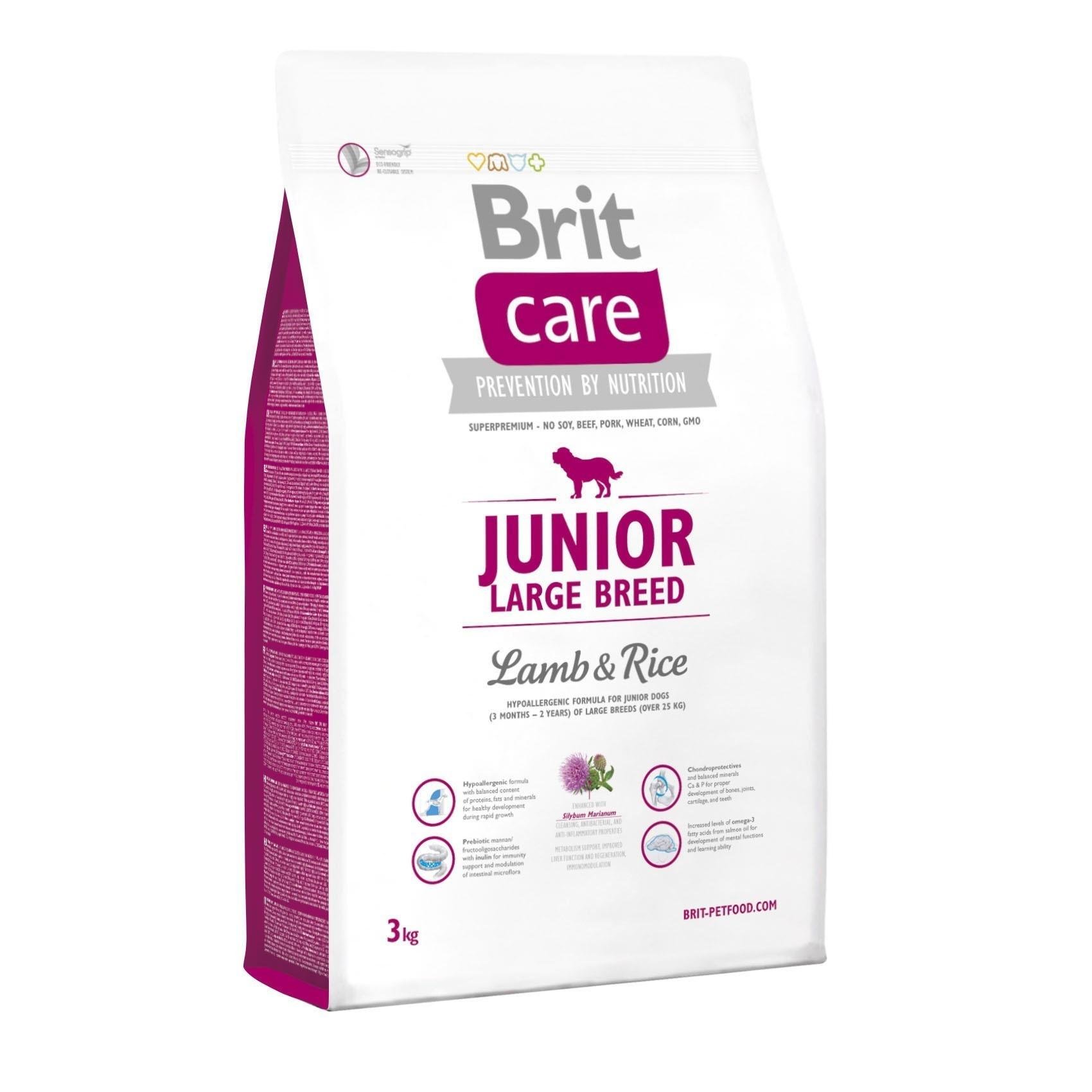 Сухой корм для собак крупных пород Brit Care Large Breed Junior Lamb & Rice с ягненком и рисом 3 кг (8595602509843)