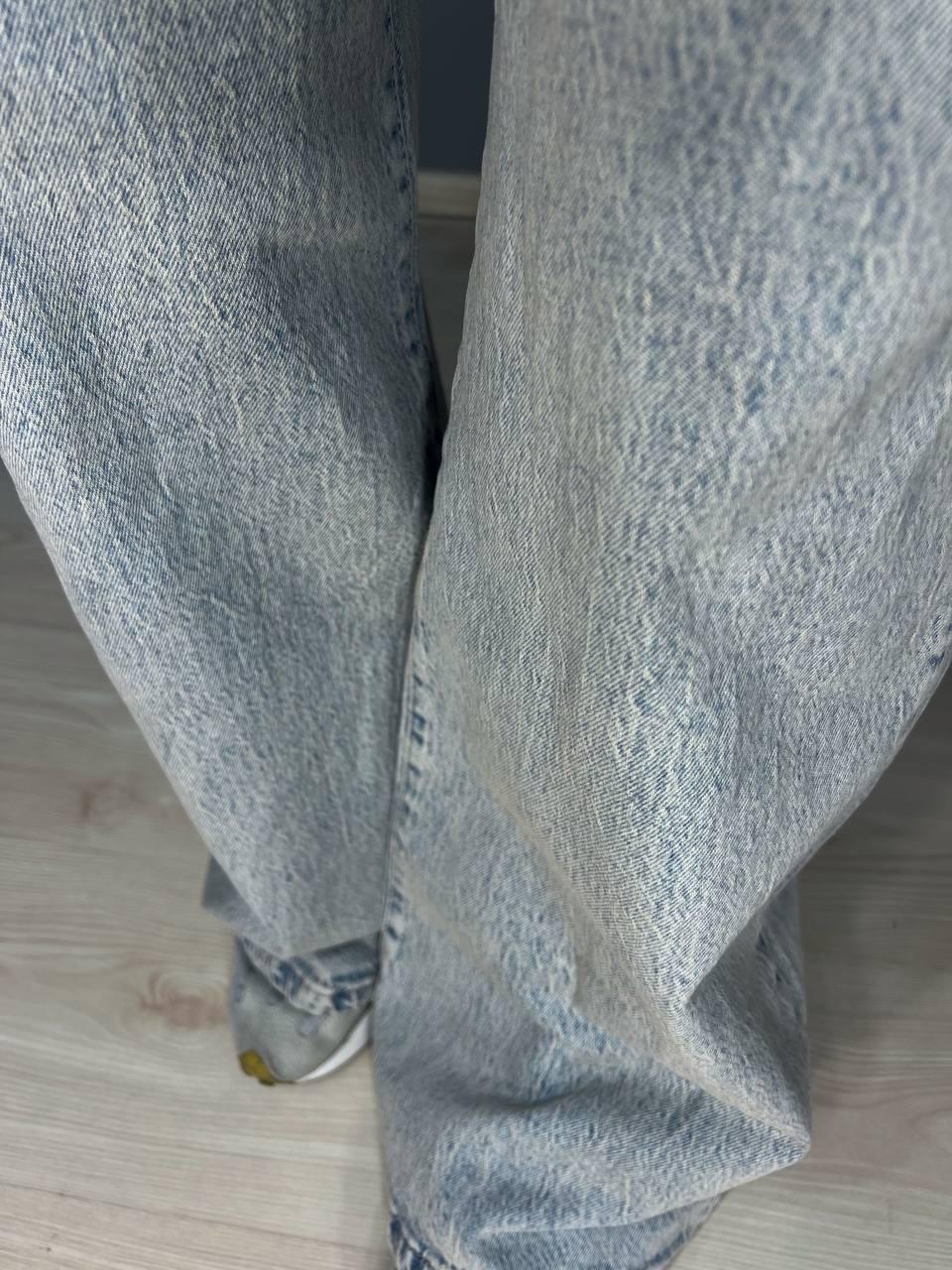 Джинсы женские LIUZIN 1360 wide leg широкие от бедра с ремнем р. 33 Голубой с коричневым (2337) - фото 9