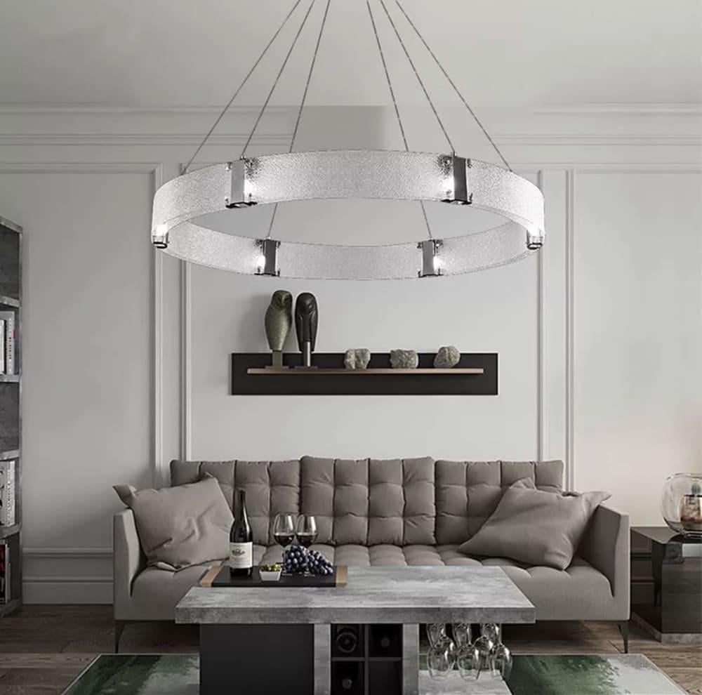 Люстра с подвесным фактурным кольцом Ø 80 см Черный (SA42-800 BK)