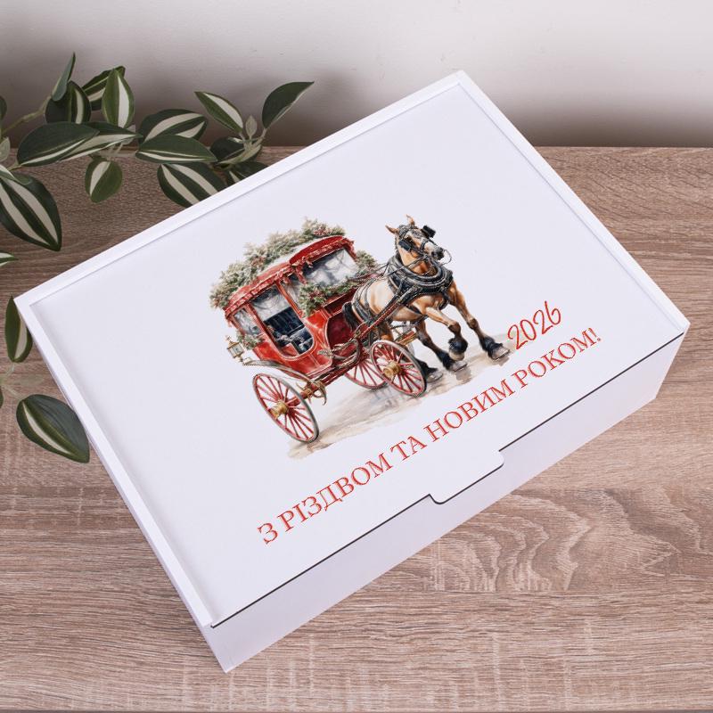 Коробка прямоугольная с Рождеством и Новым годом 32 см (6967-58)