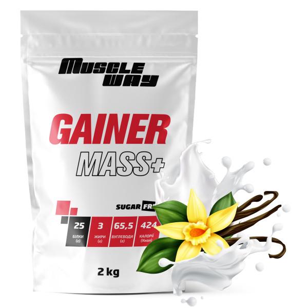Гейнер вуглеводно-білковий для набору маси MuscleWay GAINER MASS+ Sugar Free в порошку 2 кг Ваніль (21-125-g-mw-rs2.6)