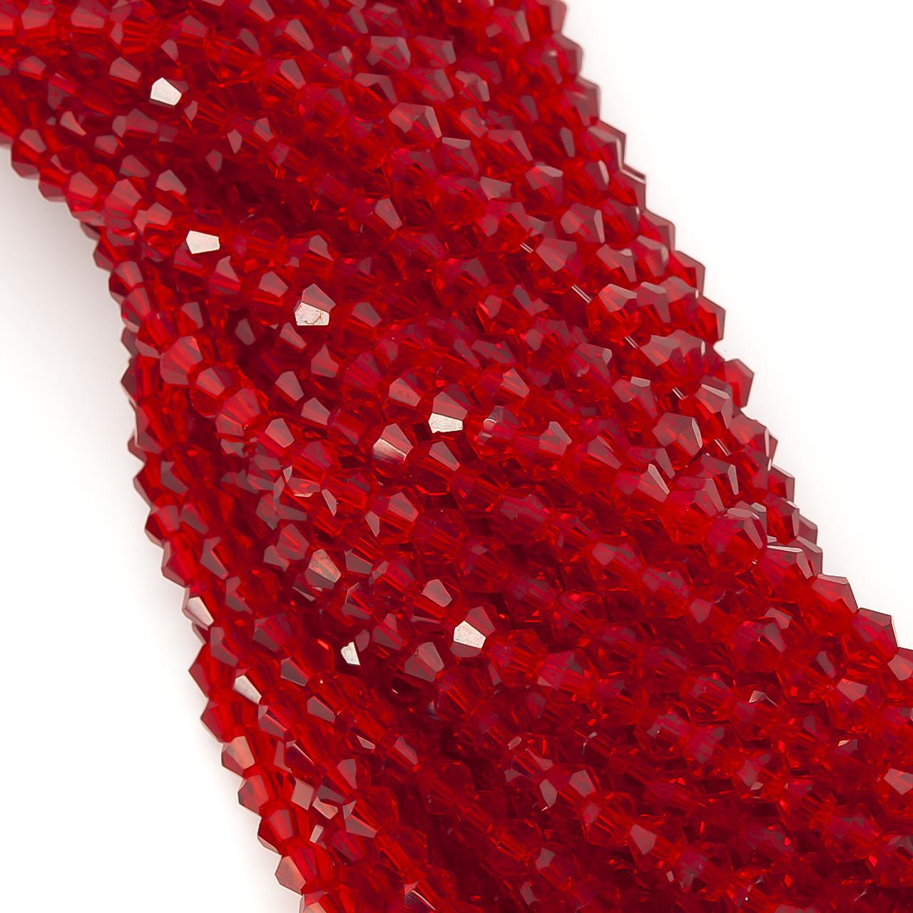 Бусины хрустальные Биконус 4х4,2 мм 95 шт. Красный (БИ0004к07)
