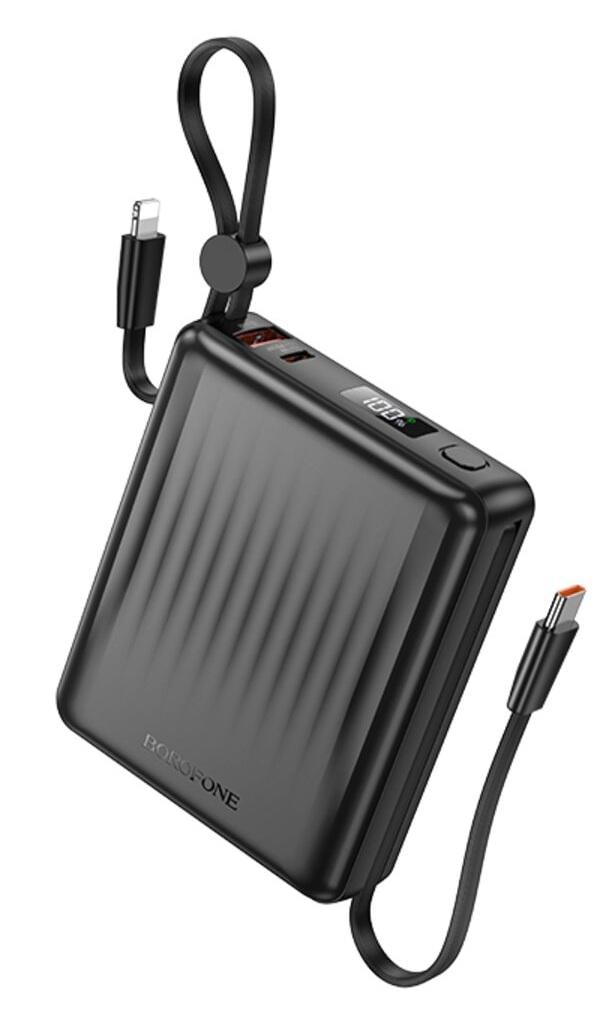Акумулятор портативний Borofone Vigorous BJ70A 15000 mAh вбудовані кабелі Чорний (618326)