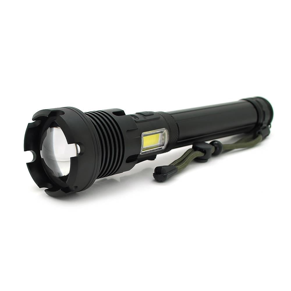 Ліхтар ручний Voltronic XHP90 1LED XHP90 45W бічний світлодіод 7 режими ZOOM 2х18650/6200mah IP40 кабель USB-Type-С 260х60х35 мм Black (32639)